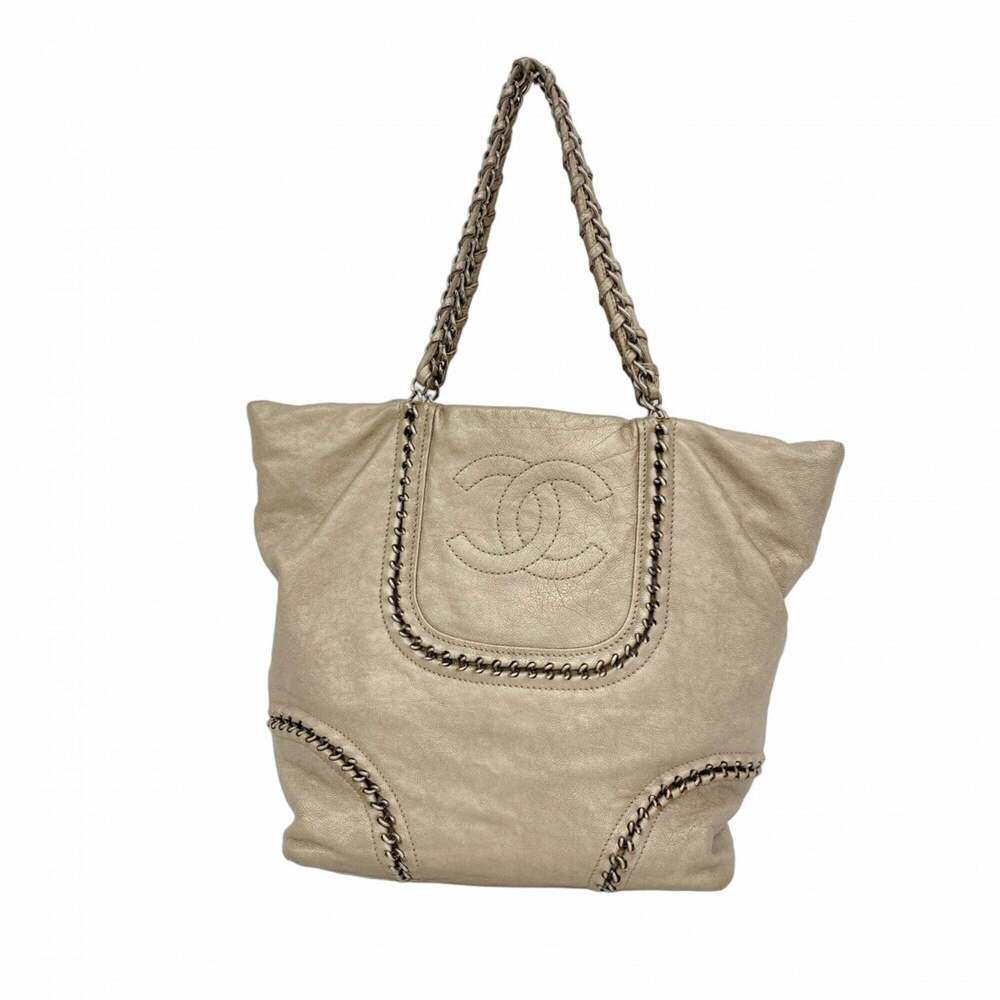 CHANEL Brown Leather Tote Bag